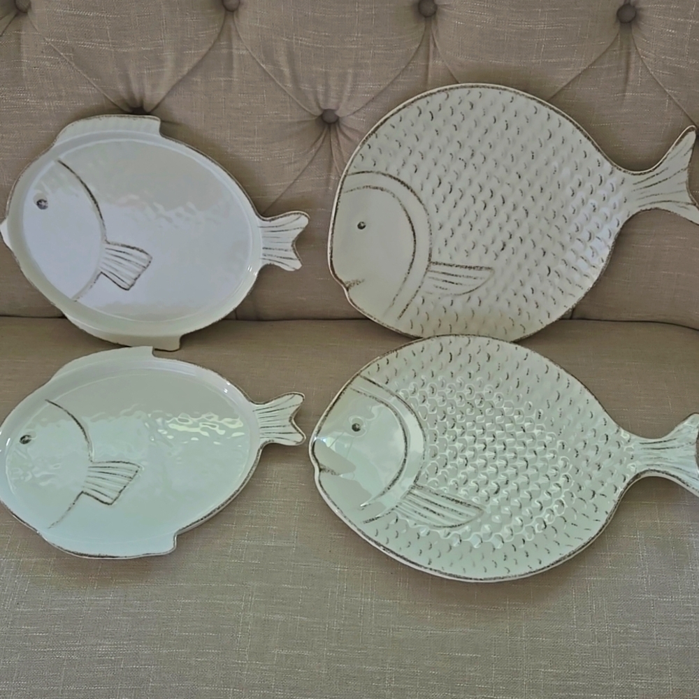 Set Of 4 Sigrid Olsen Melamine Serving Platters Fish Tropical  New Without Tags